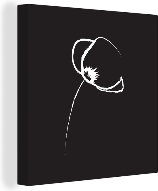 Art Line illustration tulp sur fond noir toile 2cm 90x90 cm