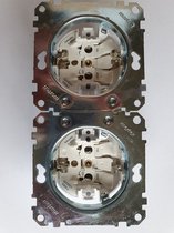 Sokkel Stopcontact  Inbouw - Randaarde - 2V - Horizontaal Dubbel- M-Smart - Schneider Electric - MEG2328-1419