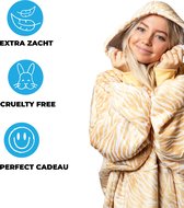 Noony Golden Tiger oversized hoodie deken - plaids met mouwen - fleece deken met mouwen - ultrazachte binnenkant - hoodie blanket - snuggie - one size fits all - oodie