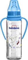 Bambino Blauw 225 ml Glazen Fles met Grip Handvatten B016