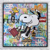 UNIEK 1 van de 10 - Snoopy Cartoon Wall Art - Luxury Wall Art - Kunstwerk Canvas 60x60 cm - groot - Print op Canvas schilderij - CUSTOM LUXURY WALL ART - FILM ART - CUSTOM WALL ART