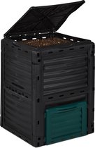 Relaxdays compostbak kunststof - 230 l - compostvat zonder bodem - zwarte compostton tuin
