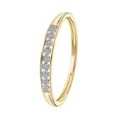Lucardi Dames Ring met diamant 0,02ct - Ring - Cadeau - 18 Karaat Goud - Geelgoud