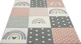Kinderkamer Vloerkleed Blokjes/Regenboog Roze -80 x 150 cm