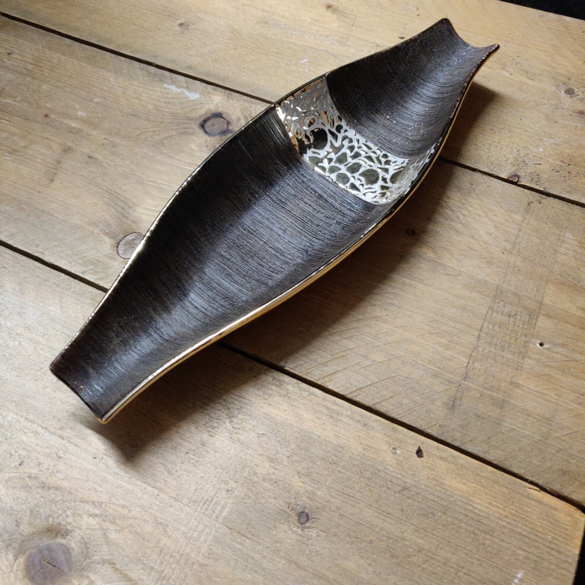 Decoratie Schaal "Beltano" 38 cm Bruin/Champagne Keramiek