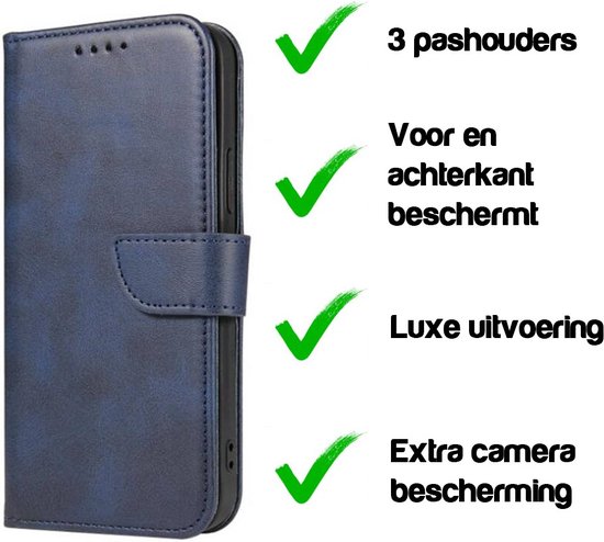 Geschikt voor iPhone X/Xs Telefoonhoesje Kunstleer met Magnetisch lipje en Pasjeshouder Book Case met Klepje - Blauw - Smartphonica geschikt voor Apple iPhone X/10;Apple iPhone Xs