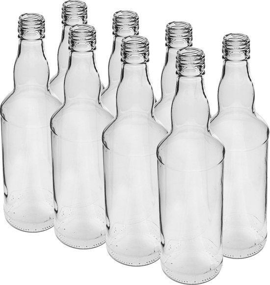Bouteille en verre sphérique de 500 ml, 8 pièces avec bouchons - bouteilles de vodka - bouteilles de liqueur
