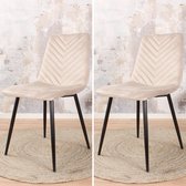 Eetkamerstoel Gaby - stoel - industrieel - velvet - velours - fluweel - champagne - zwart metaal - set van 2