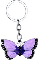 Bixorp - Porte-clés avec papillon violet / rose - Joli pendentif clé en acier inoxydable / acier inoxydable avec papillon violet