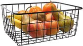 Fruitschaal/fruitmand middelgroot staaldraad zwart 18 x 24 x 10 cm - Keuken mandjes voor groente en fruit
