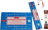 Doos met 12 pakjes à 15 gram - Wierook - Wierookstokjes - Incense sticks - Buddha's Blessing + 5 Mini Wierookstokjes + Gelukspoppetje