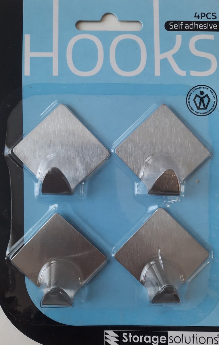 Plakhaakjes Rvs kaart a 4 stuks