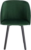 Kamyra® Velvet Eetkamerstoel - Gestoffeerd & Met Armleuning - 1 stuk - Eetkamerstoelen voor bij de Eettafel - Groen