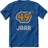 49 Jaar Feest T-Shirt | Goud - Zilver | Grappig Verjaardag Cadeau Shirt | Dames - Heren - Unisex | Tshirt Kleding Kado | - Donker Blauw - 3XL