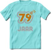 79 Jaar Feest T-Shirt | Goud - Zilver | Grappig Verjaardag Cadeau Shirt | Dames - Heren - Unisex | Tshirt Kleding Kado | - Licht Blauw - L