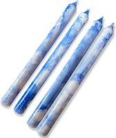 Kaarsen-Dip Dye-4 stuks-Marble Delfts Blauw