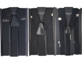 Bretels heren - 3 Clips - 3 PAK - Y Model - Bretels Zwart en Zwart wit stip