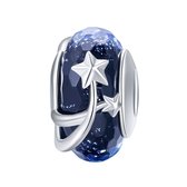 Ster hemel ronde glas bedel | glas bead | bedels beads cadeau | Zilverana | geschikt voor alle bekende merken | 925 zilver | moederdag