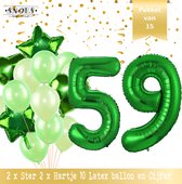 Cijfer Ballon 59 Jaar Groen Forrest Green Boeket * Hoera 59 Jaar Verjaardag Decoratie Set van 15 Ballonnen * 80 cm Verjaardag Nummer Ballon * Snoes * Verjaardag Versiering * Kinder