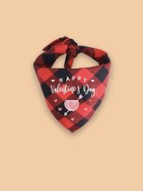 Valentijns honden bandana rood - happy valentines day - hond - katoen - one size - slabber -halsdoek voor honden
