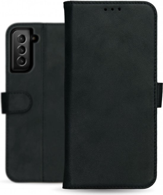 Étui Rosso Deluxe Samsung Galaxy S21 FE Étui en Cuir véritable Zwart