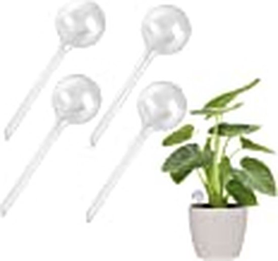 6 x waterdruppelaar, gedoseerd planten bewateren, bloempot, waterbol, giethulp kantoor, vakantie, 9 cm, glas, blauw