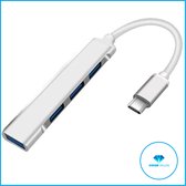 Type C HUB naar 4 USB poorten | USB 3.1 | Zeer Snelle Verbinding | Zilver | Merk MG | Compatible met Apple Macbook Pro / Air / iMac / Mac Mini / Google Chromebook / Windows Surface / HP / ASU