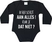 Romper - Ik heb schijt aan alles ruik je dat niet? - maat: 92 - lange mouwen - baby - papa - rompertjes baby - rompers - rompertje - rompertjes - stuks 1 - zwart