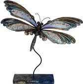 Mayer | Metaalfiguur met Parelmoer | Libelle| Handgemaakt | Brons-Groen-blauw Metallic | staand | 36x32 cm