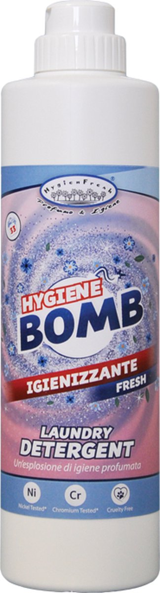 Hygienfresh, HYGIENE BOMB, Hygiënisch wasmiddel voor zowel wit als kleur. 750ML
