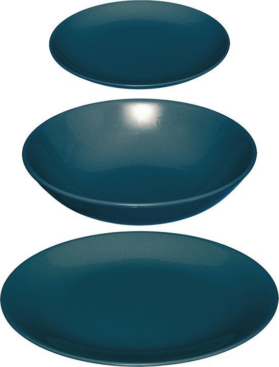 Serviesset 18-delig Jersey blauw Q Authentic | Porselein servies - Kookwinkel Kitchen&More