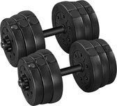 Halters - korte halters - set van 2 - fitness, gewichtheffen - voor thuis, sportschool - zwart -20kg