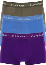 Calvin Klein low rise trunks (3-pack) - lage heren boxers kort - paars - kobalt en army groen -  Maat: S