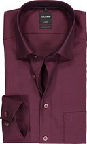 OLYMP Luxor modern fit overhemd - mouwlengte 7 - bordeaux rood structuur (contrast) - Strijkvrij - Boordmaat: 46