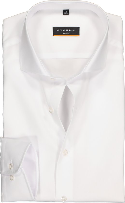 ETERNA slim fit overhemd - poplin heren overhemd - wit - Strijkvrij - Boordmaat: 43