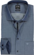 OLYMP Luxor modern fit overhemd - 2-ply structuur - donkerblauw (contrast) - Strijkvrij - Boordmaat: 43
