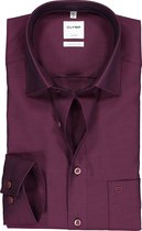 OLYMP Luxor comfort fit overhemd - mouwlengte 7 - bordeaux rood structuur (contrast) - Strijkvrij - Boordmaat: 44