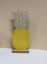 Decoratieve houten Ananas op standaard - hoogte 30x14x5cm - Raamornament - Woonaccessoires