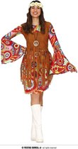 Guirca - Hippie Kostuum - Seventies Festival Hippie - Vrouw - bruin,multicolor - Maat 42-44 - Carnavalskleding - Verkleedkleding