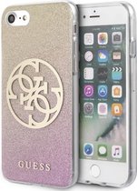 Guess Circle Glitter Hard Cover - Apple iPhone 7/8/SE (2020) - Roze/Goud