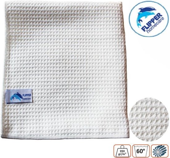 Torchons blancs Flipper à motif gaufré, 45x65 cm. Logo Flipper Homecare visible.