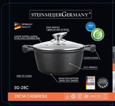 SteinmeijerGermany-Marble soep/braadpan - Met glazen afdekplaat zwart - 26 CM 6 Liter voor inductie