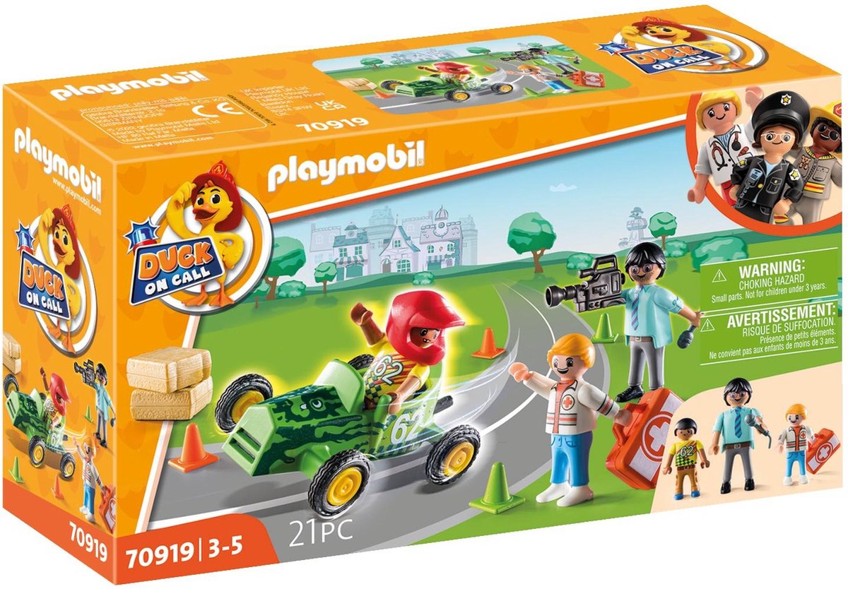 PLAYMOBIL Duck On Call - Ambulance actie. Help de racer! - Speelgoed voor jongens en meisjes - 3 tot 5 jaar - 70919