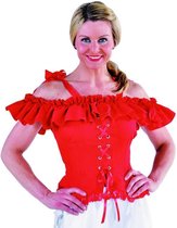 Boeren Tirol & Oktoberfest Kostuum | Verleidelijke Dirndl Blouse Angelica Rood Vrouw | Small | Bierfeest | Verkleedkleding