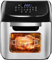 MIC Heteluchtfriteuse 12 l XXL 12 in 1 digitaal led-display heteluchtkachel, 1800 W, friteuse zonder vettestwinnaar, roestvrij stalen oven, Air Fryer, dehydrator, barbecue, 17 acce