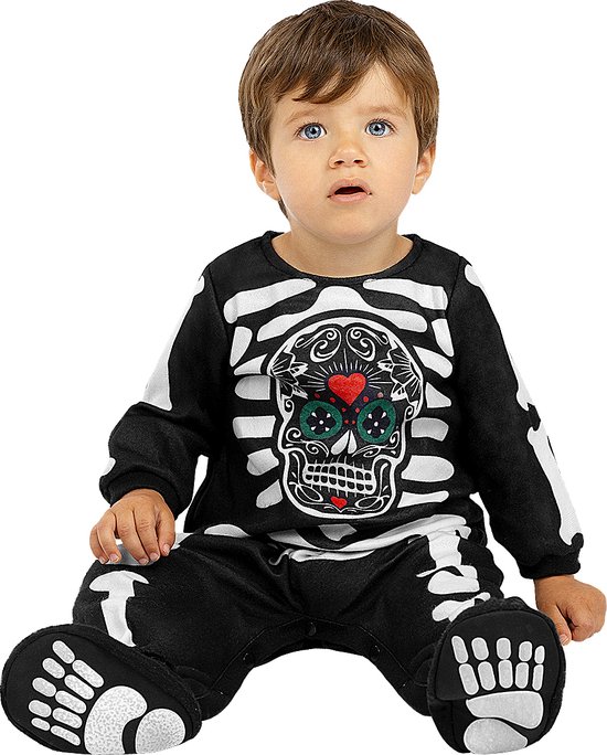 FUNIDELIA Skelet kostuum voor baby - 0-6 mnd (50-68 cm) - Zwart