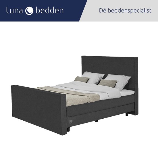 registreren wacht ondergeschikt Luna Bedden - Boxspring Skye - 180x210 Compleet Antraciet Glad Bed | bol.com