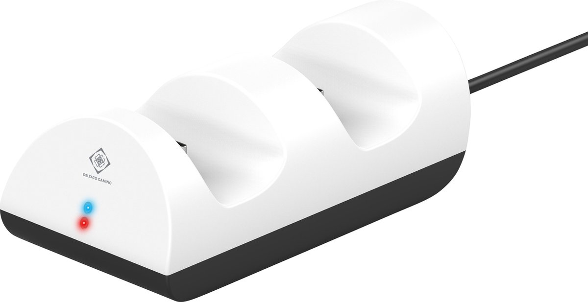 Deltaco - Oplaadstation geschik voor Playstation 5 - 2x PS5 controllers opladen - Wit/Zwart