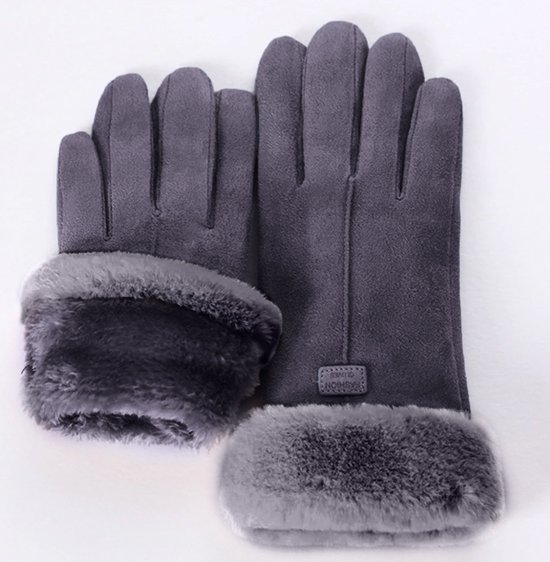Gants femme extra doux avec doublure intérieure en laine gris