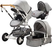 Luxmom 3 in 1 Kinderwagen met Autostoel - Grijs
